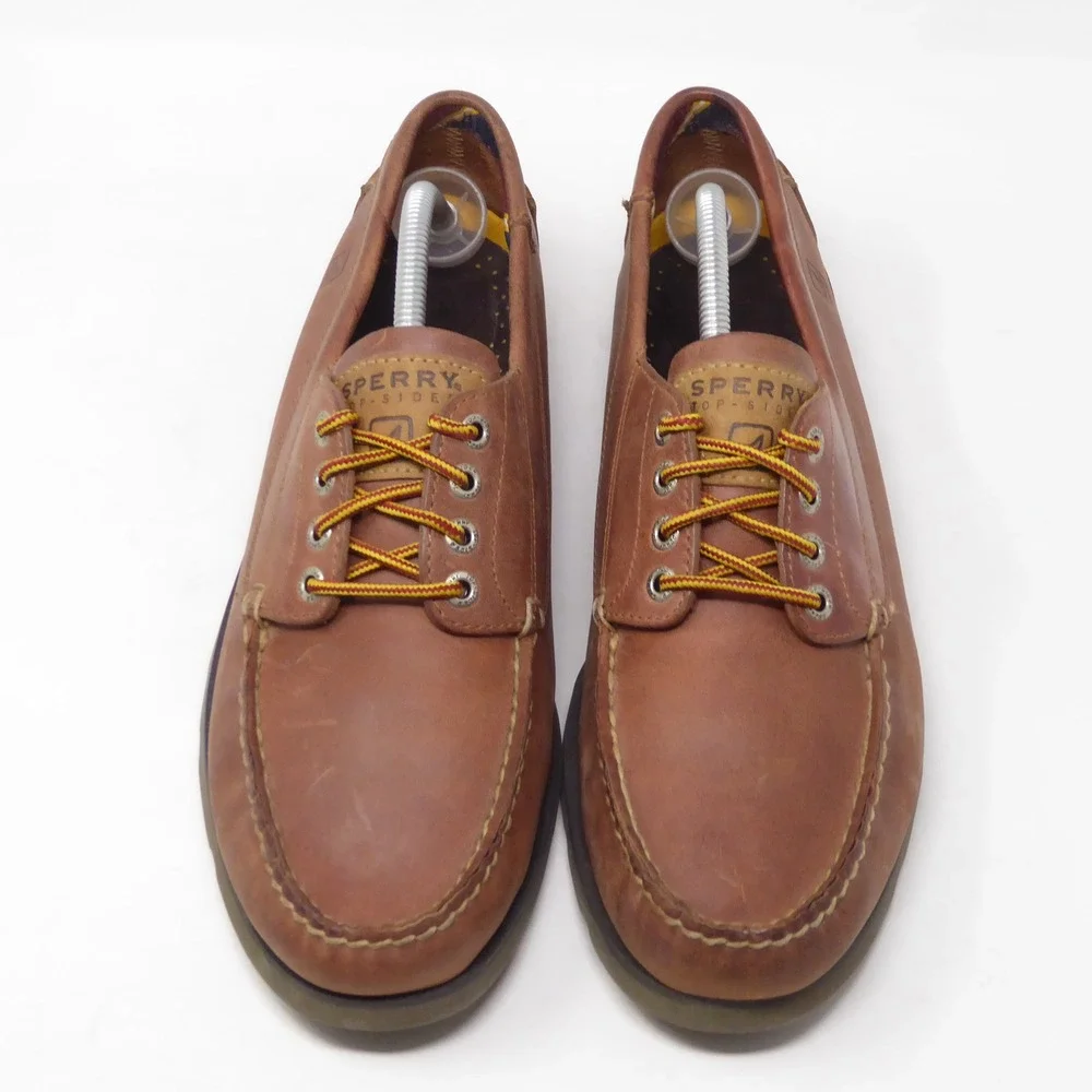 Sperry Mens 4 Eye Boat Shoes Brown Leather Lace Up 11.5M 0538707